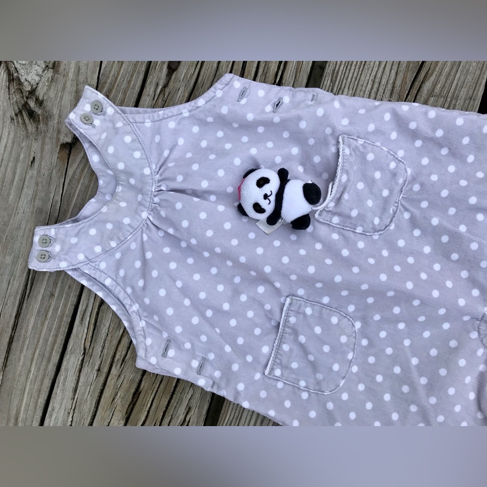 18-24m Baby Girls GYMBOREE Polka Dot Panda Pocket One Piece Corduroy Romper Set - Picture 2 of 13